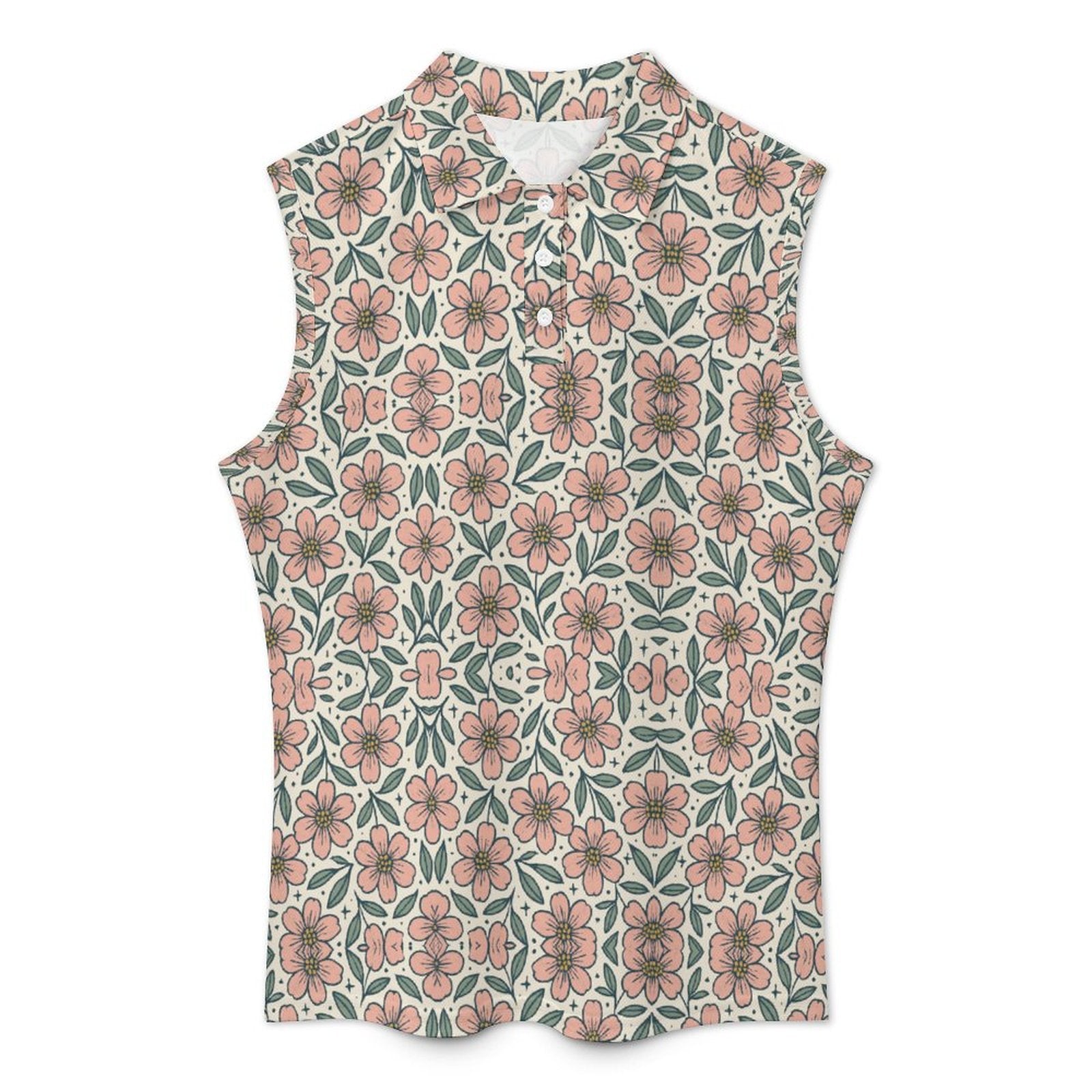 140gsm Women's Sleeveless Polo Shirt(All-Over Printing)