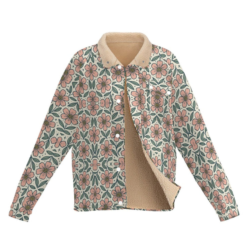 Stand-up Collar Fleece Casual Jacket(All-Over Printing)