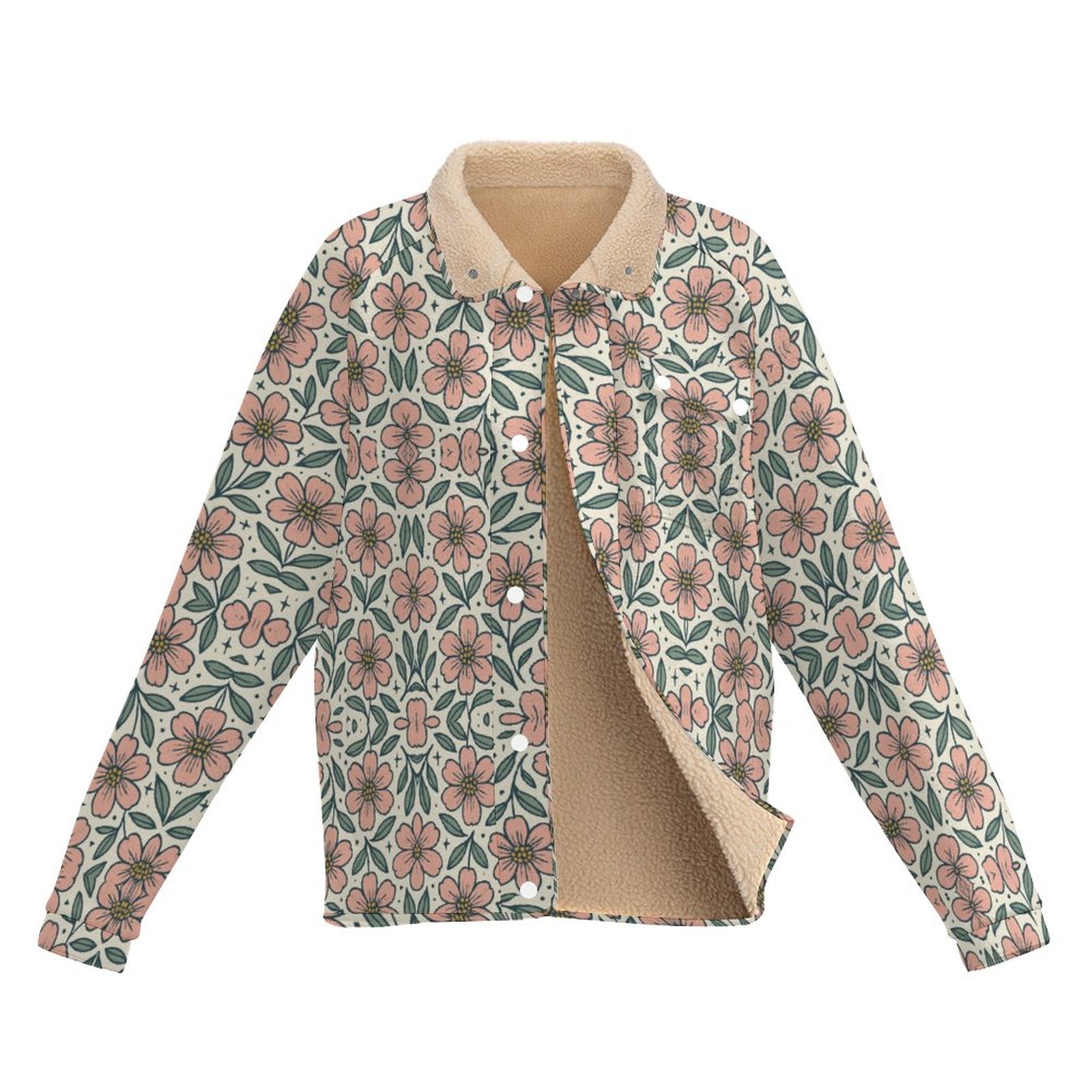 Stand-up Collar Fleece Casual Jacket(All-Over Printing)