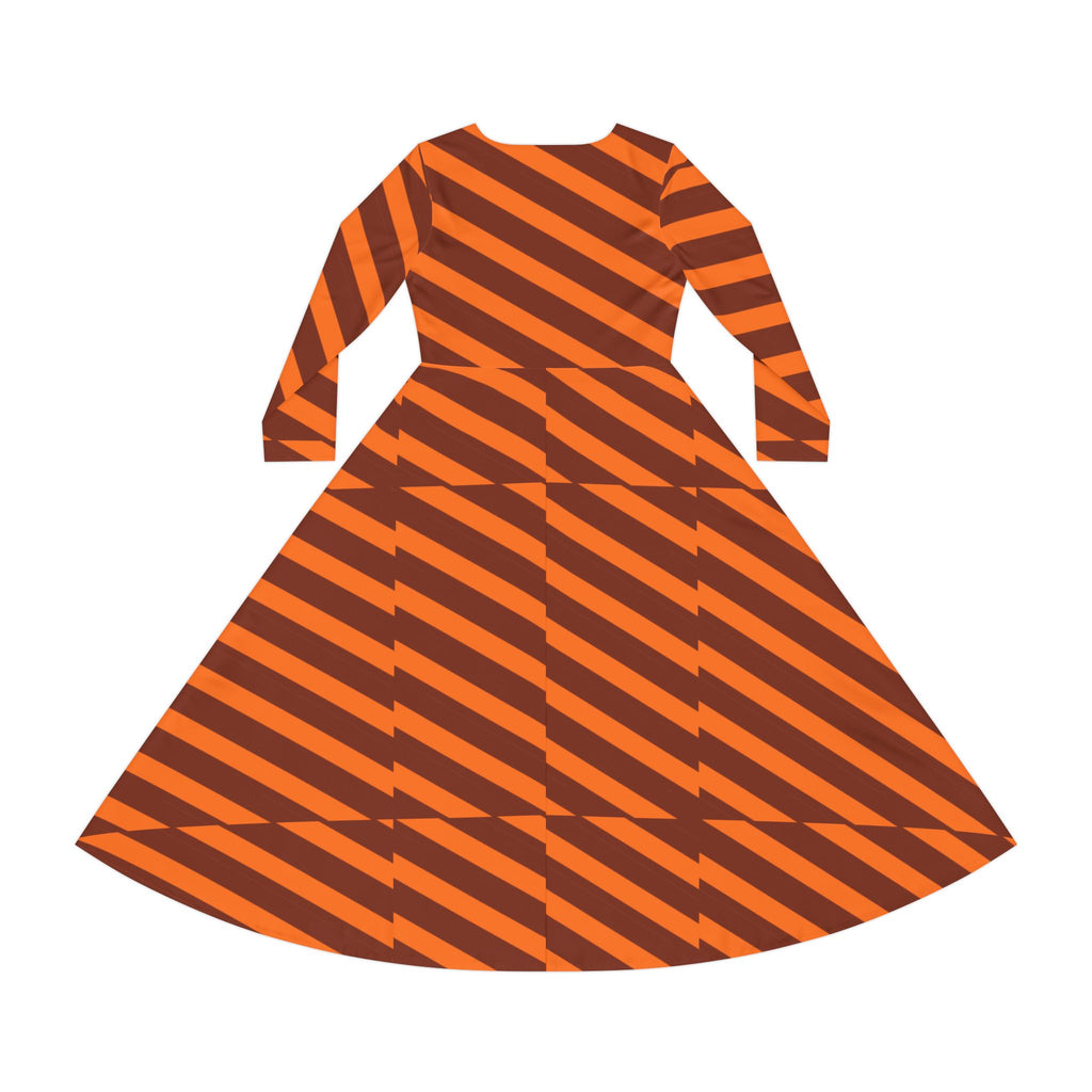 Striped Women's Long Sleeve Dance Dress, Halloween Party Dress, Bohemian Style Dress, Aesthetic Long Sleeve Dress, Dance Boutique Outfit