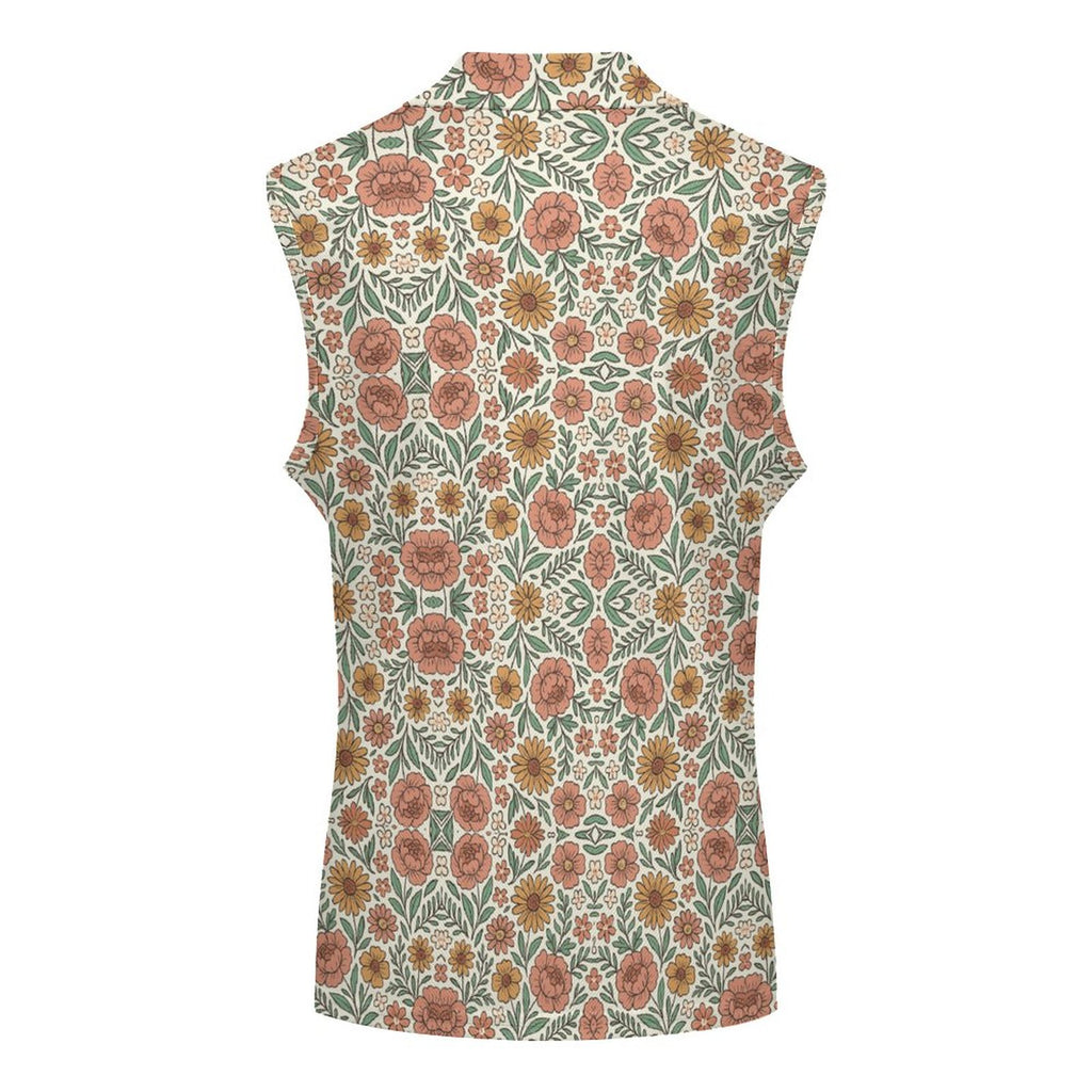 140gsm Women's Sleeveless Polo Shirt(All-Over Printing)