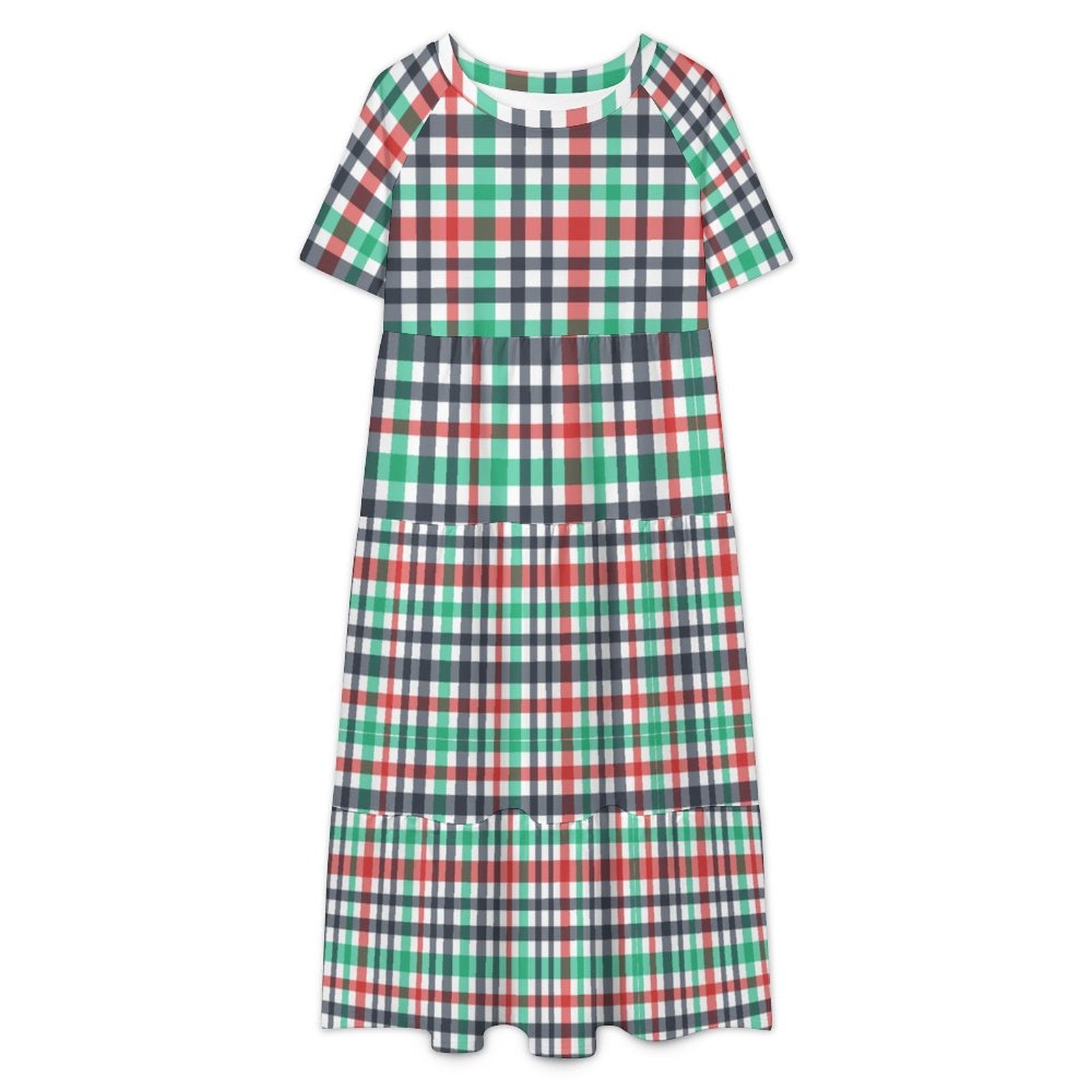 230gsm Wide Round Neck 3/4 Sleeve Long Dress(All-Over Printing)