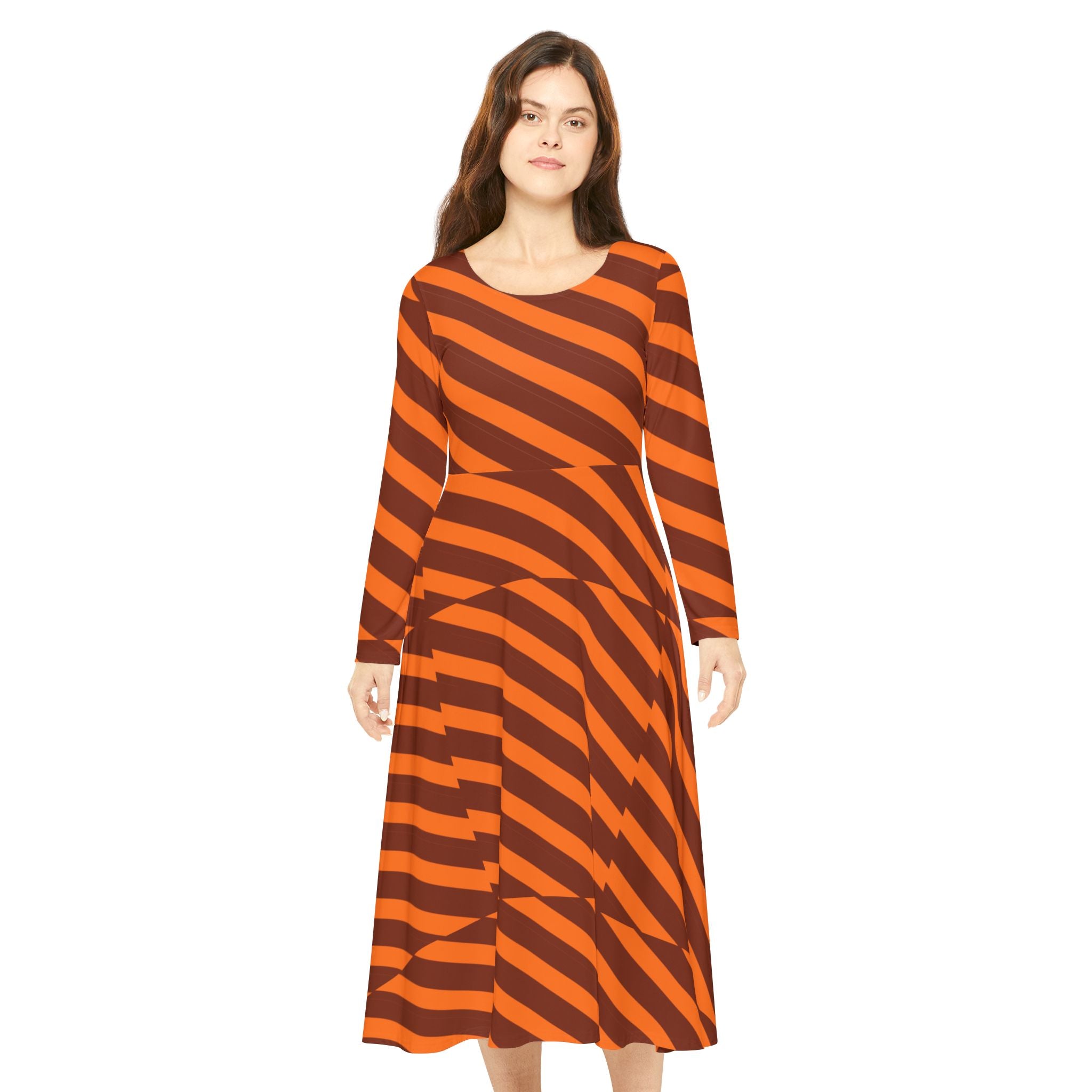 Striped Women's Long Sleeve Dance Dress, Halloween Party Dress, Bohemian Style Dress, Aesthetic Long Sleeve Dress, Dance Boutique Outfit