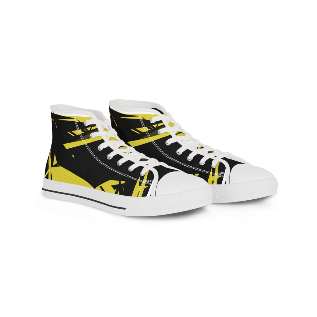 Stylish Men’s High Top Sneakers with Vibrant Yellow Design, Casual Footwear, Fashion Sneakers, Street Style, Gift for Him