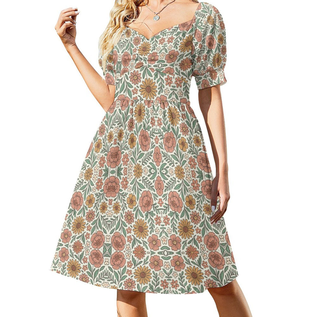 Short Sleeve V Neck Lovely Dress B271(All-Over Printing)
