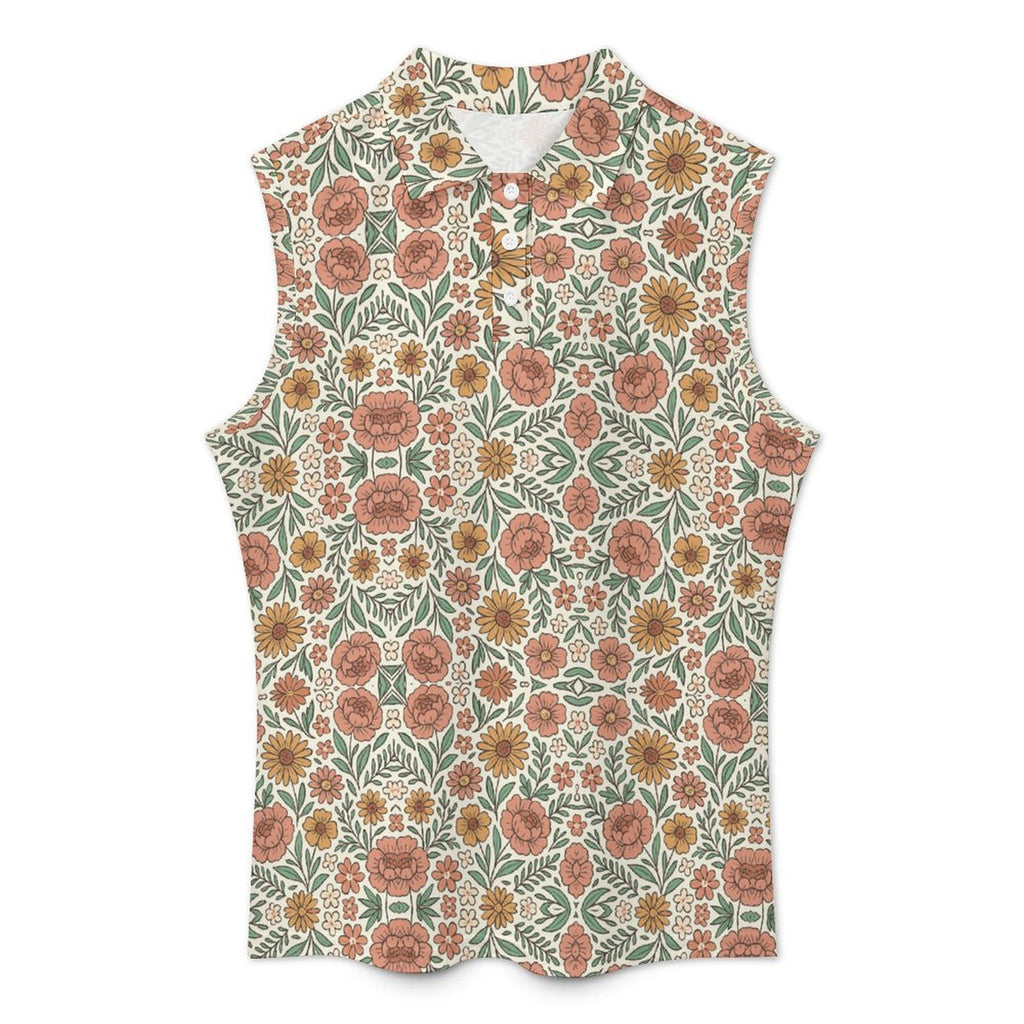 140gsm Women's Sleeveless Polo Shirt(All-Over Printing)