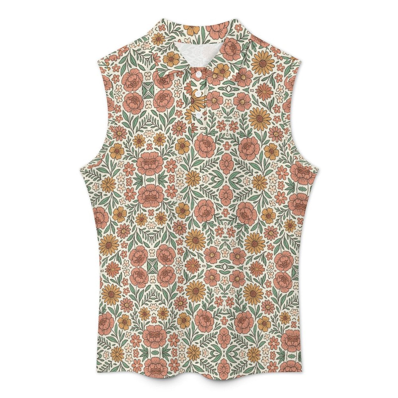 140gsm Women's Sleeveless Polo Shirt(All-Over Printing)