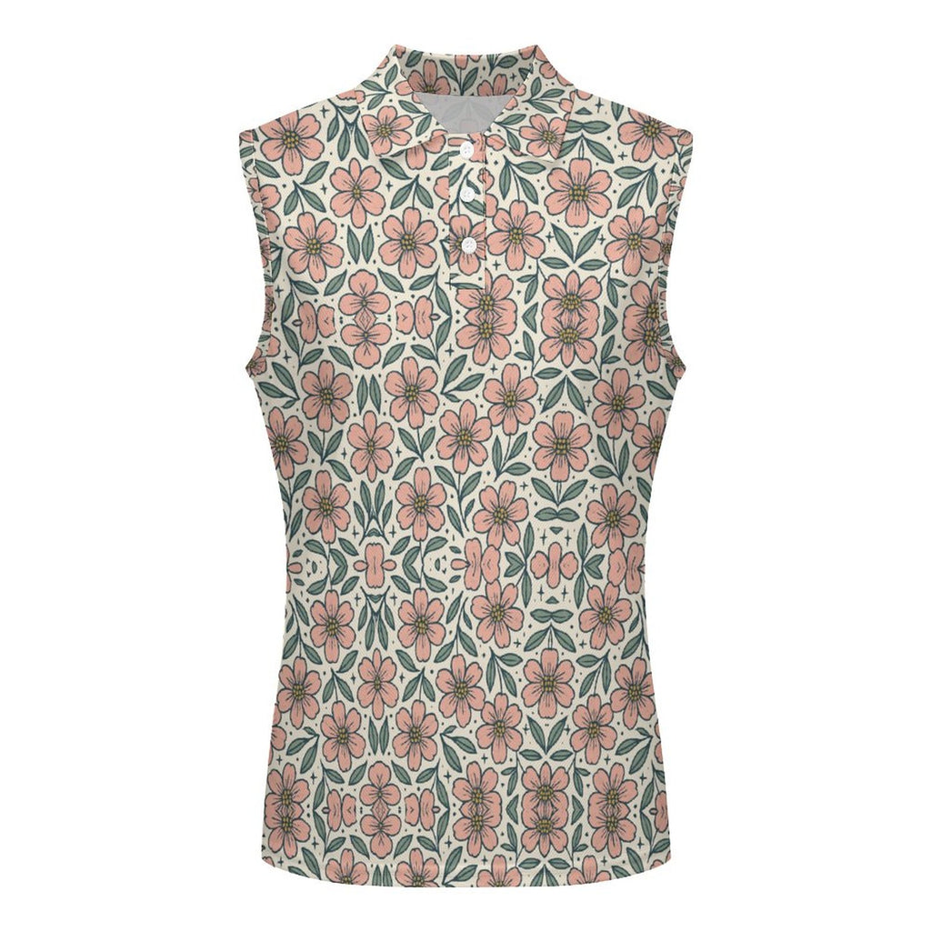 140gsm Women's Sleeveless Polo Shirt(All-Over Printing)