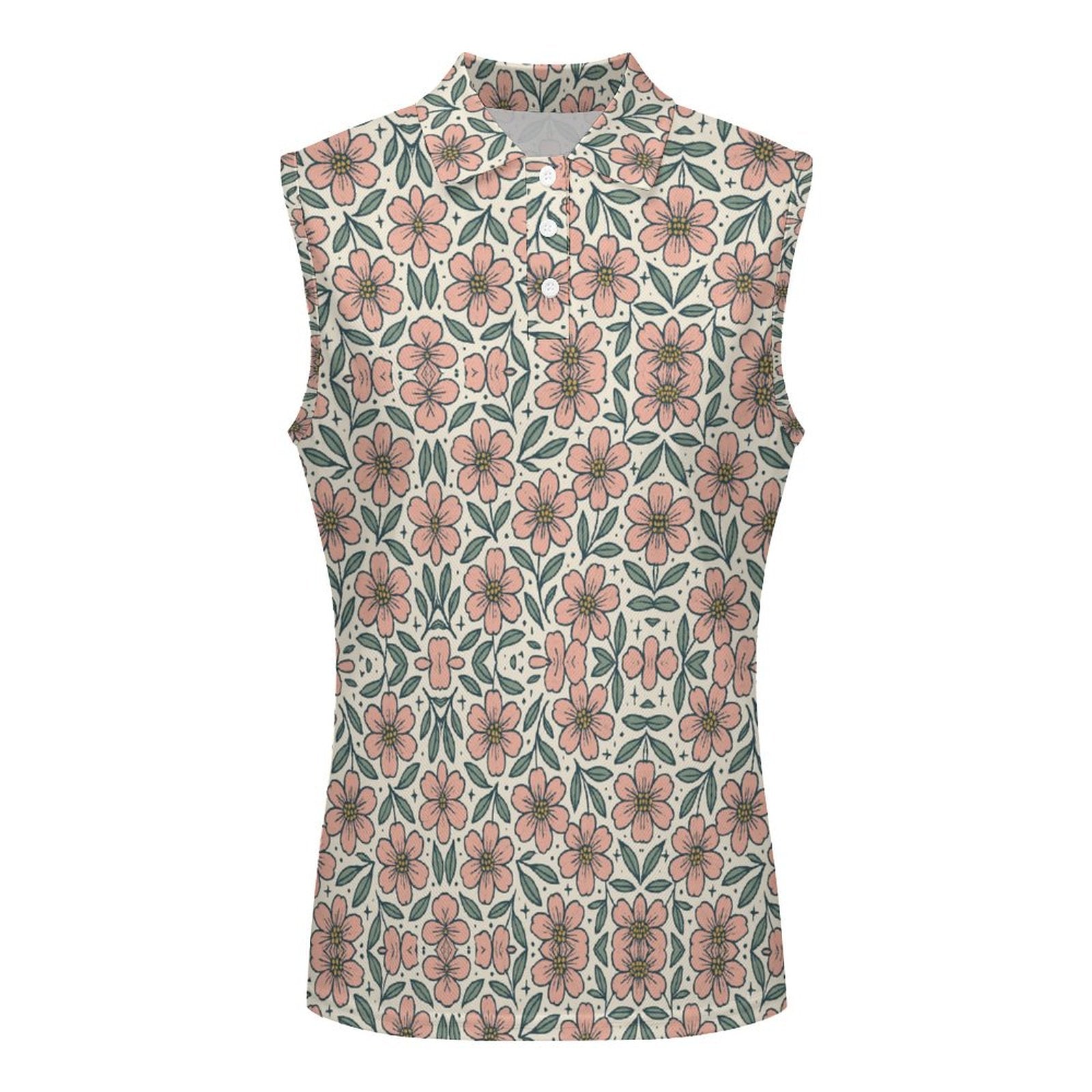 140gsm Women's Sleeveless Polo Shirt(All-Over Printing)