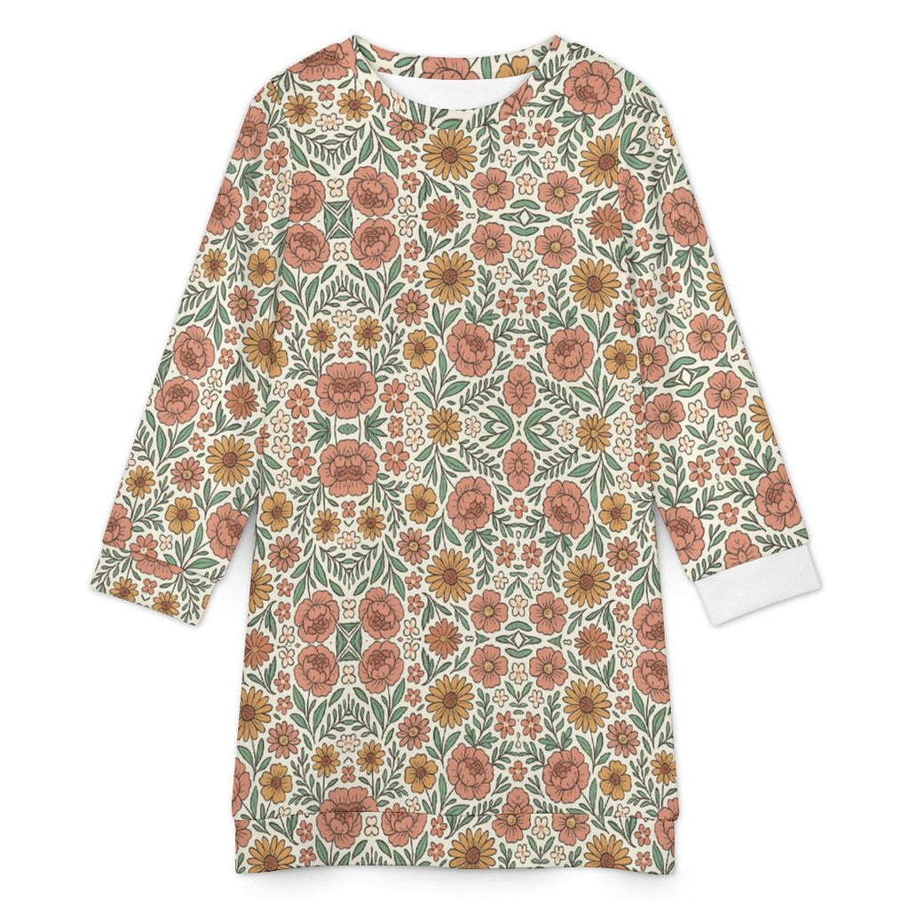 300gsm Women's Long Sleeve Sweater Dress(All-Over Printing)