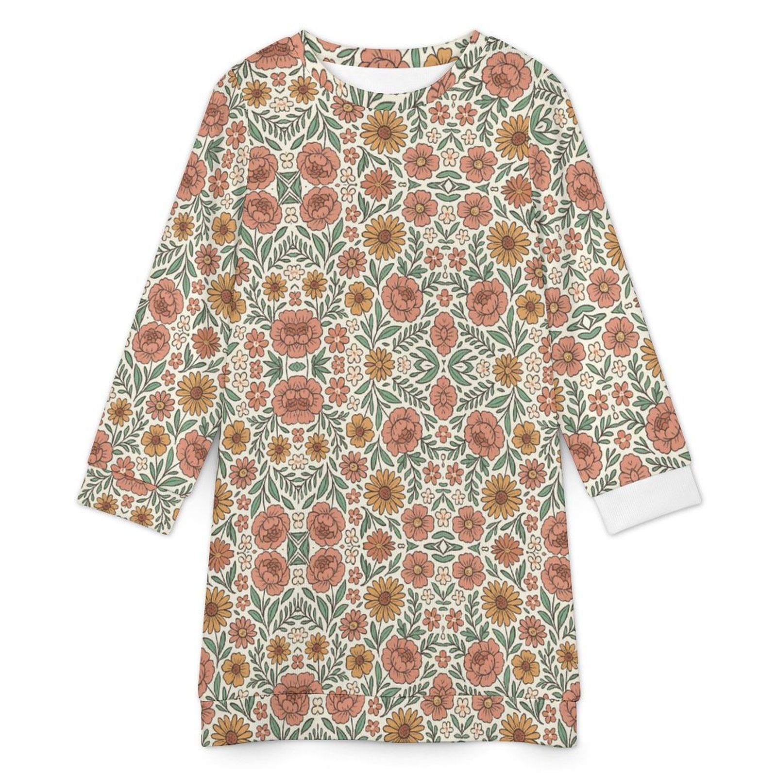 300gsm Women's Long Sleeve Sweater Dress(All-Over Printing)