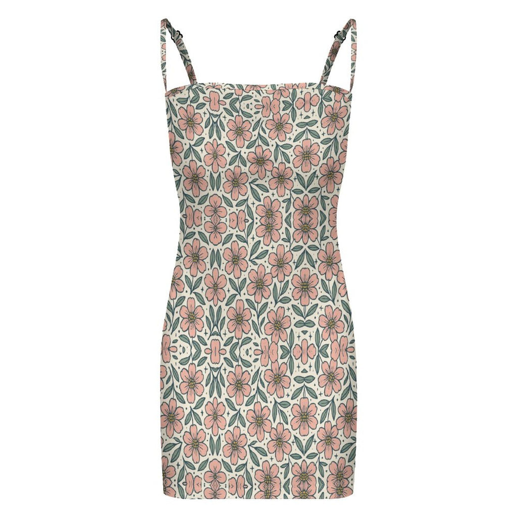 Slim Fit Spaghetti Strap Dress for Women(All-Over Printing)