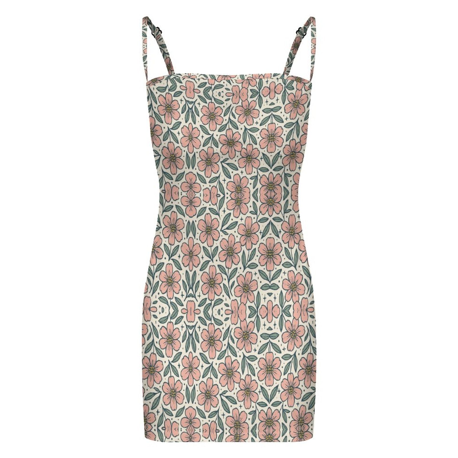 Slim Fit Spaghetti Strap Dress for Women(All-Over Printing)