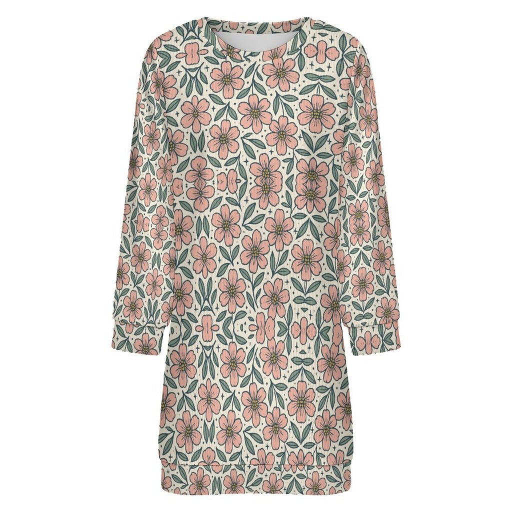 300gsm Women's Long Sleeve Sweater Dress(All-Over Printing)