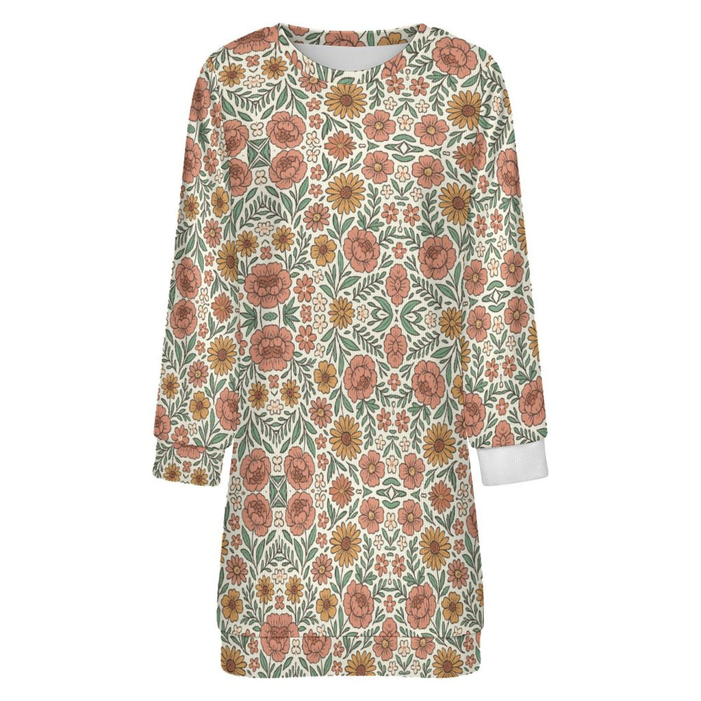 300gsm Women's Long Sleeve Sweater Dress(All-Over Printing)