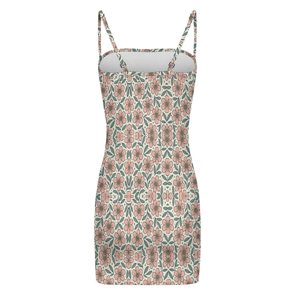 Slim Fit Spaghetti Strap Dress for Women(All-Over Printing)