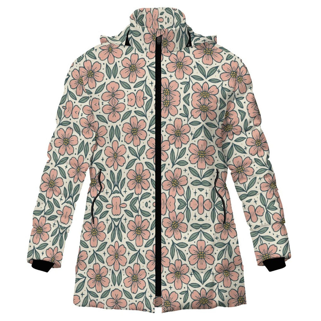 Winter Quilted Long-Sleeve Hooded Outerwear(All-Over Printing)