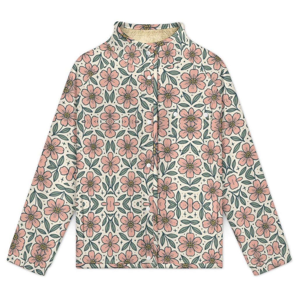 Stand-up Collar Fleece Casual Jacket(All-Over Printing)