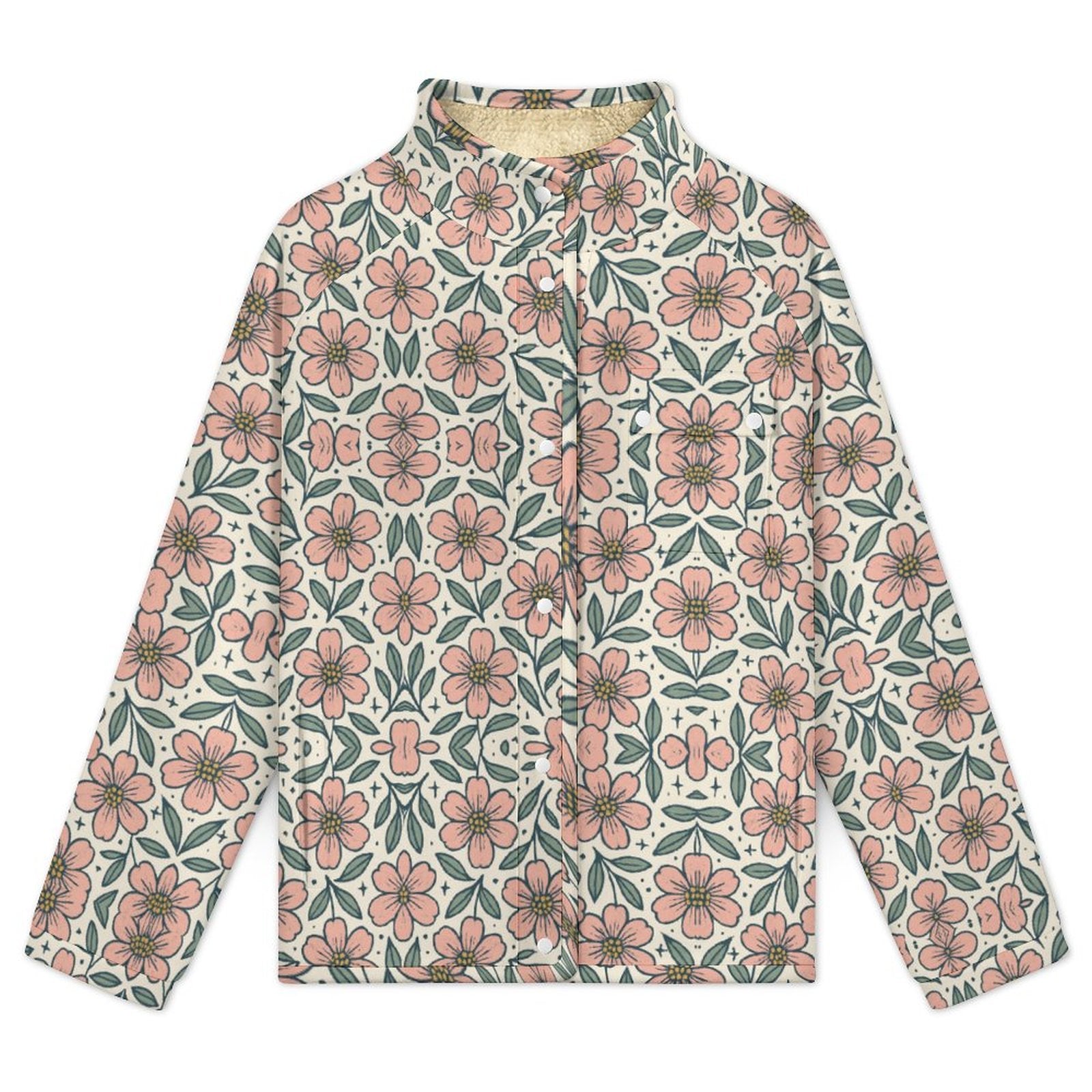 Stand-up Collar Fleece Casual Jacket(All-Over Printing)