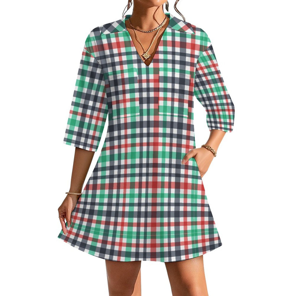 180gsm V-neck Dress for Women(All-Over Printing)