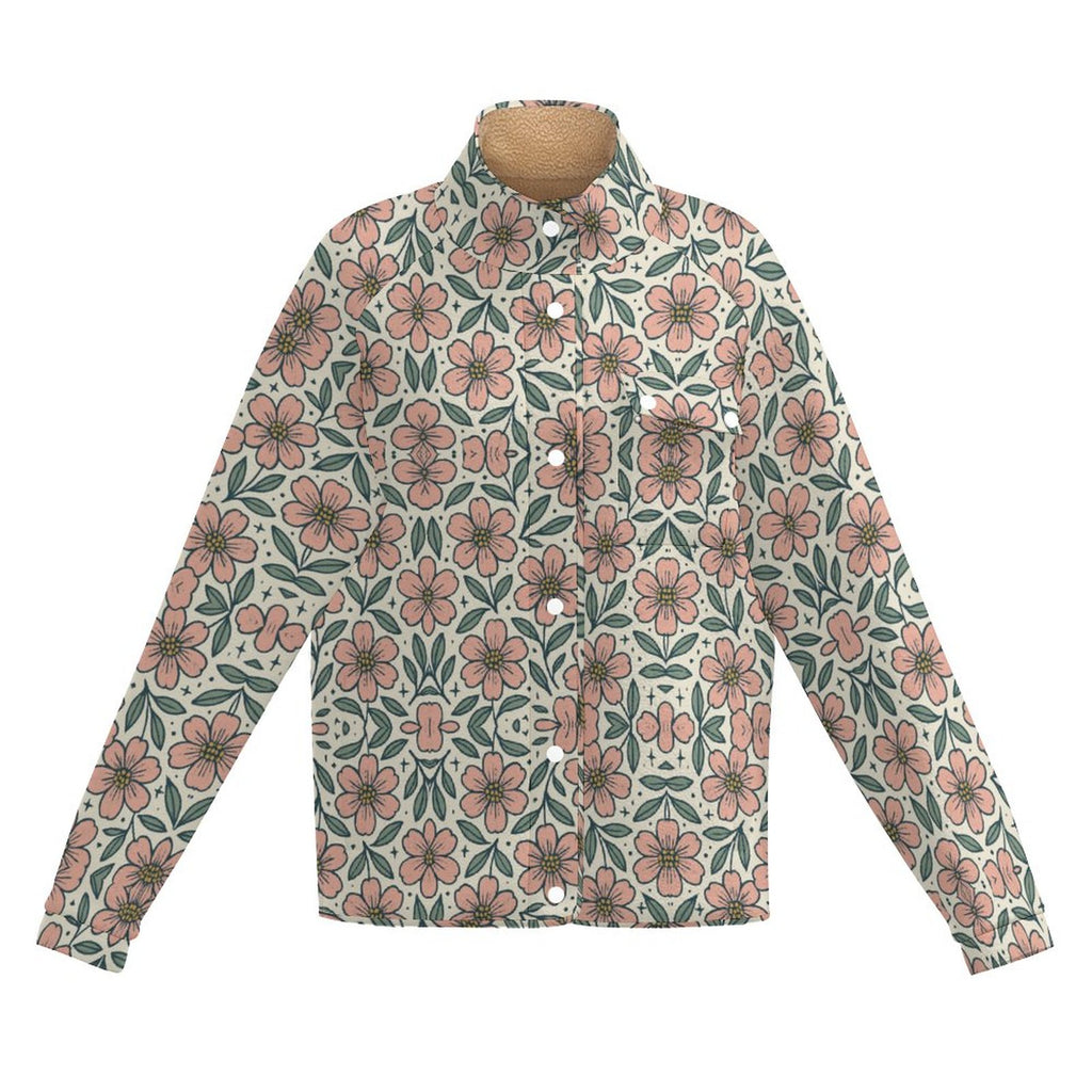 Stand-up Collar Fleece Casual Jacket(All-Over Printing)