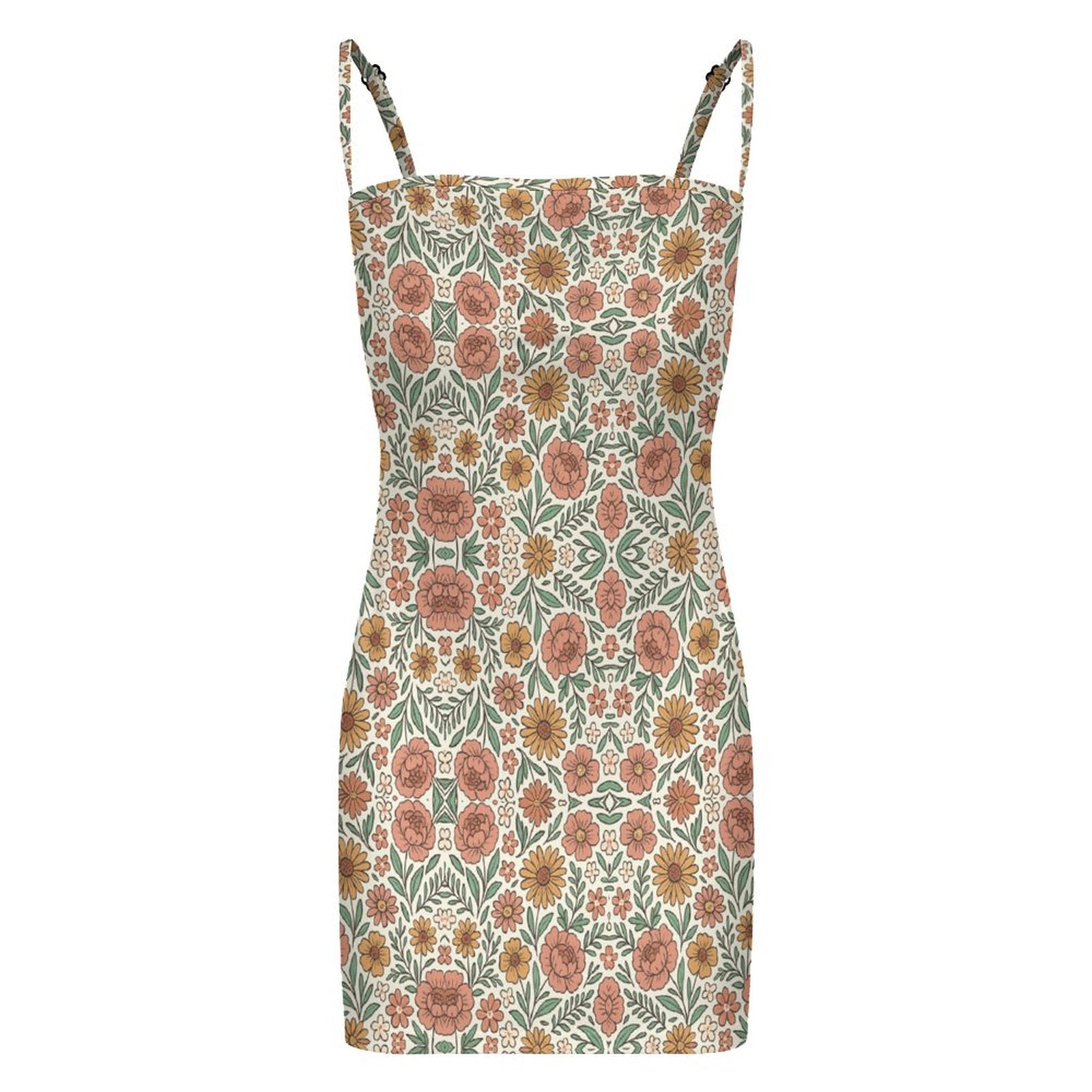 Slim Fit Spaghetti Strap Dress for Women(All-Over Printing)